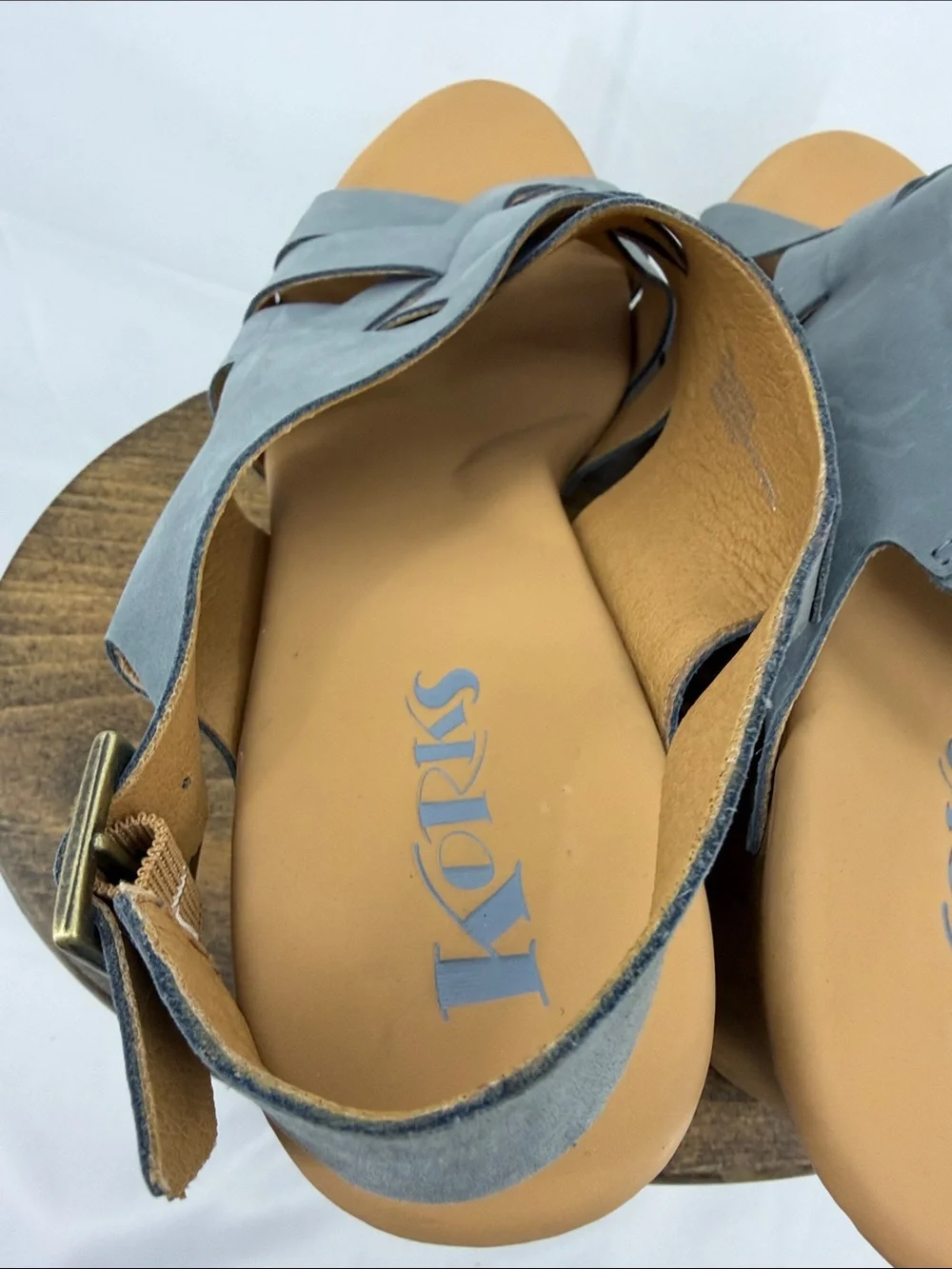 Korks Womens Berengo Woven Denim Block Slingback Woven Platform Sandals, 11